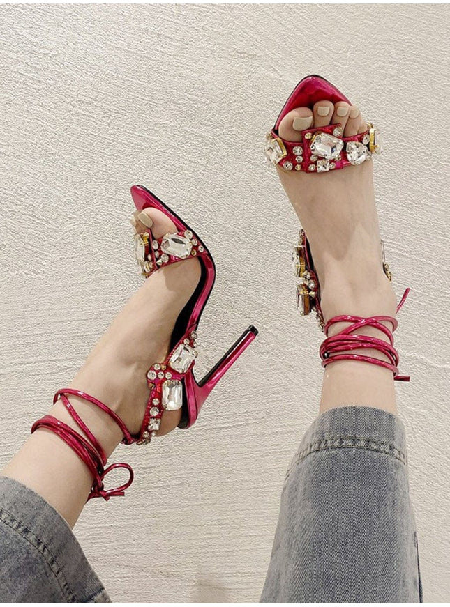 Harlow Ankle Rhinestone Toe Heel - Fashion Pov