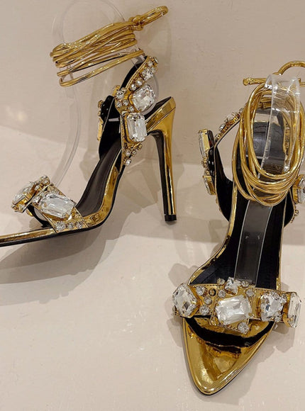 Harlow Ankle Rhinestone Toe Heel - Fashion Pov
