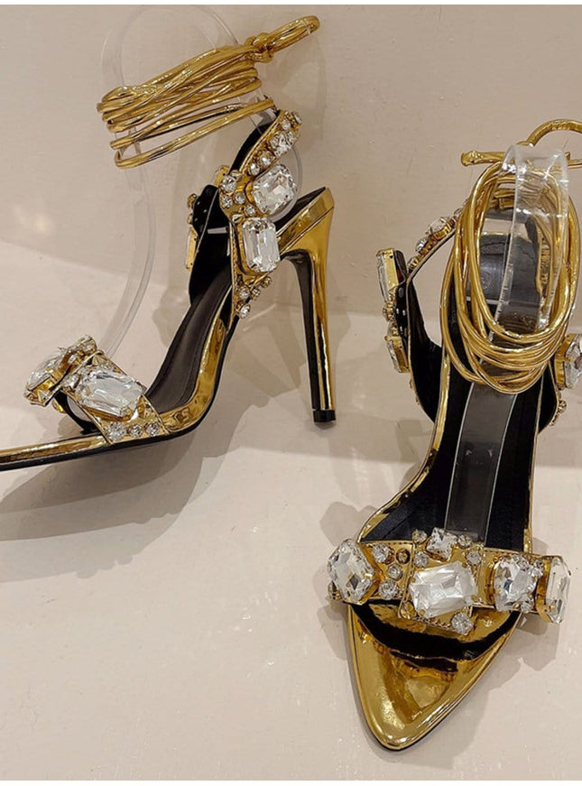 Harlow Ankle Rhinestone Toe Heel - Fashion Pov
