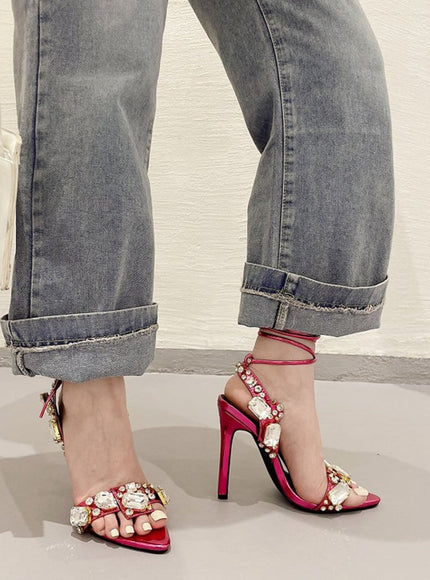 Harlow Ankle Rhinestone Toe Heel - Fashion Pov