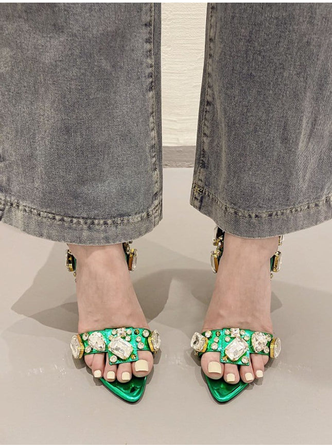 Harlow Ankle Rhinestone Toe Heel - Fashion Pov