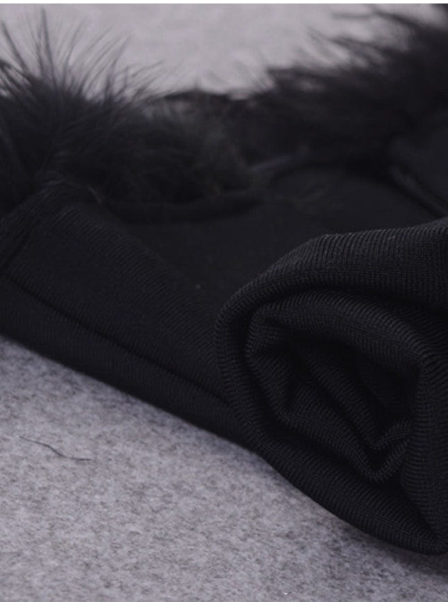 Jacqueline Feather Bodycon Midi Dress - Fashion Pov