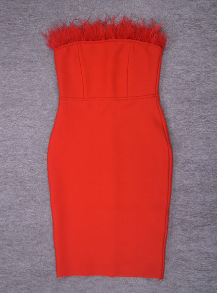 Jacqueline Feather Bodycon Midi Dress - Fashion Pov
