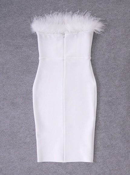 Jacqueline Feather Bodycon Midi Dress - Fashion Pov