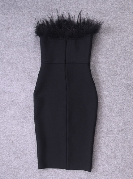 Jacqueline Feather Bodycon Midi Dress - Fashion Pov
