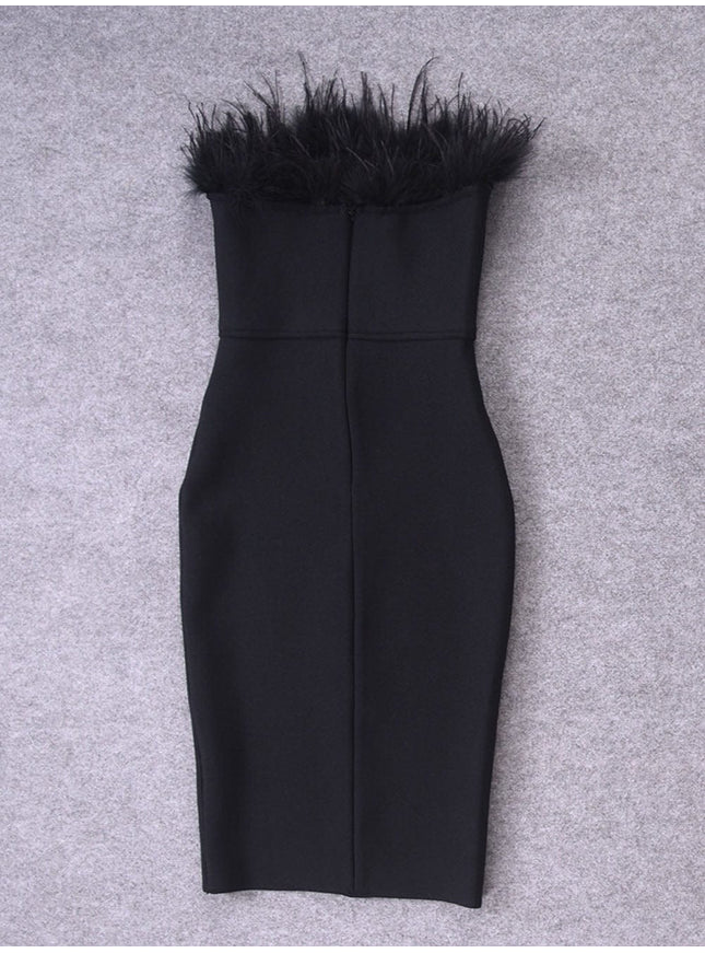 Jacqueline Feather Bodycon Midi Dress - Fashion Pov