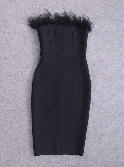 Jacqueline Feather Bodycon Midi Dress - Fashion Pov