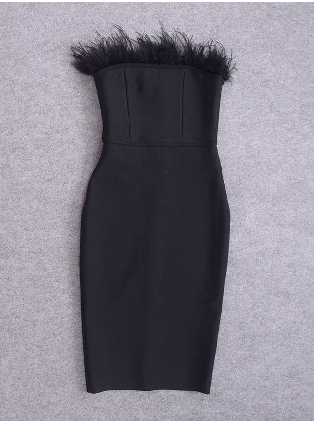 Jacqueline Feather Bodycon Midi Dress - Fashion Pov