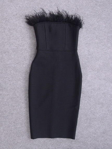 Jacqueline Feather Bodycon Midi Dress - Fashion Pov