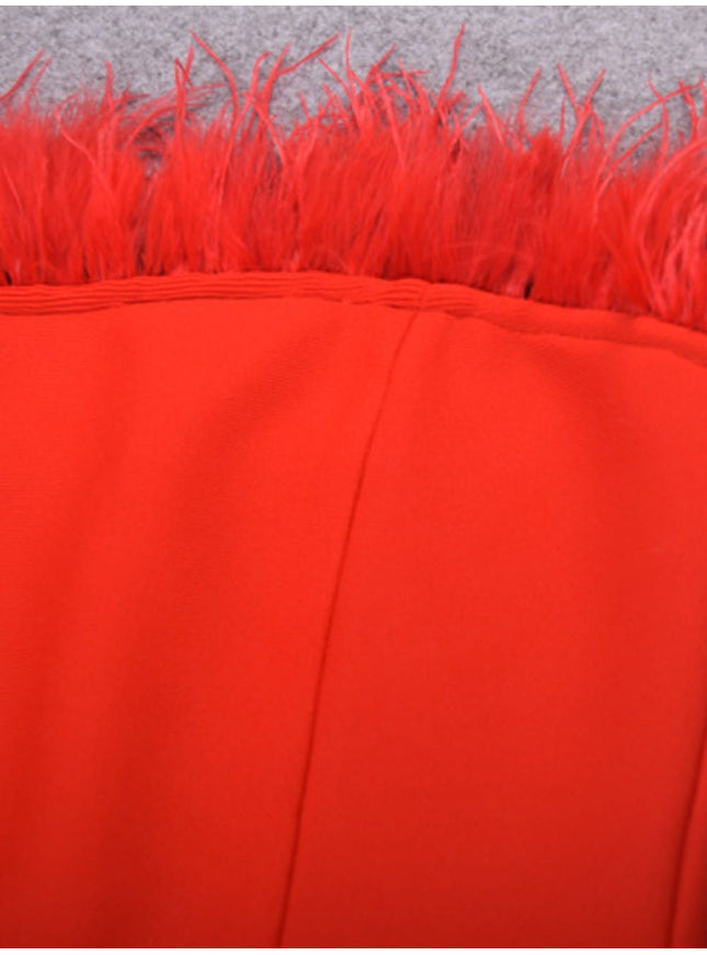 Jacqueline Feather Bodycon Midi Dress - Fashion Pov