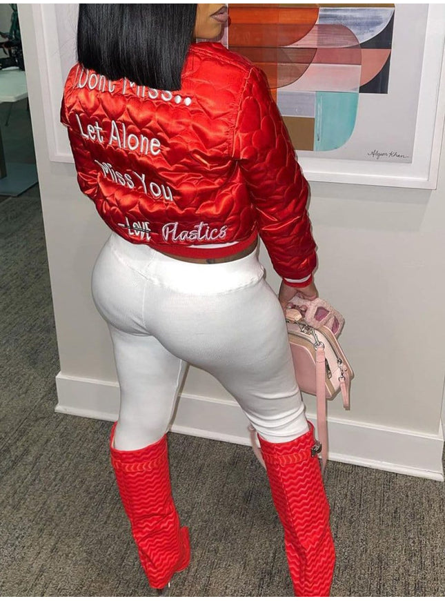 Jayden Letter Cotton Padded Jacket - Fashion Pov