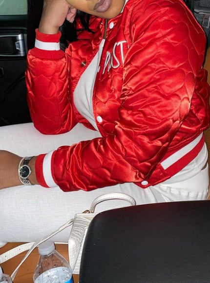 Jayden Letter Cotton Padded Jacket - Fashion Pov