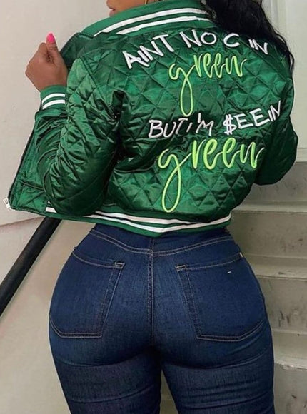 Jayden Letter Cotton Padded Jacket - Fashion Pov