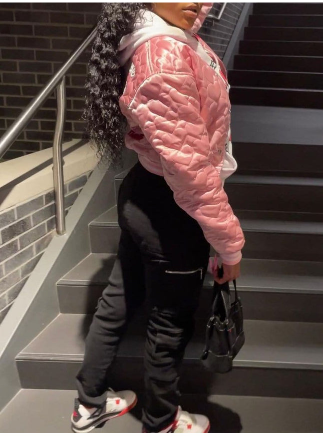 Jayden Letter Cotton Padded Jacket - Fashion Pov
