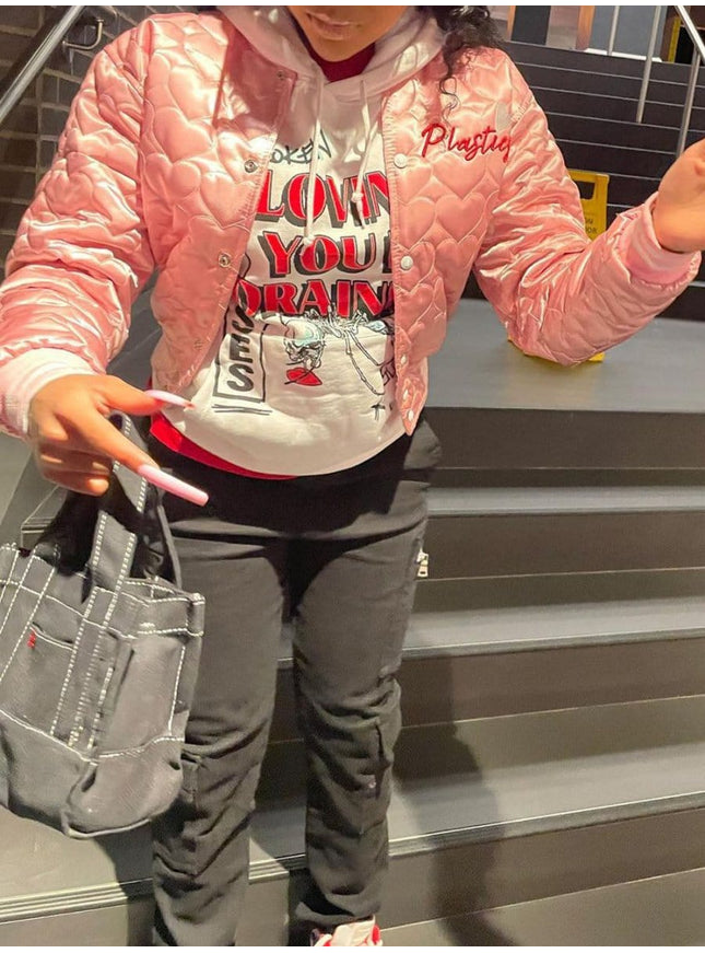 Jayden Letter Cotton Padded Jacket - Fashion Pov