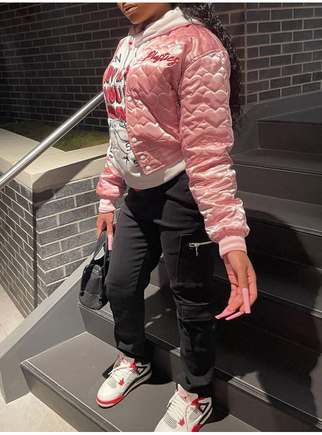 Jayden Letter Cotton Padded Jacket - Fashion Pov