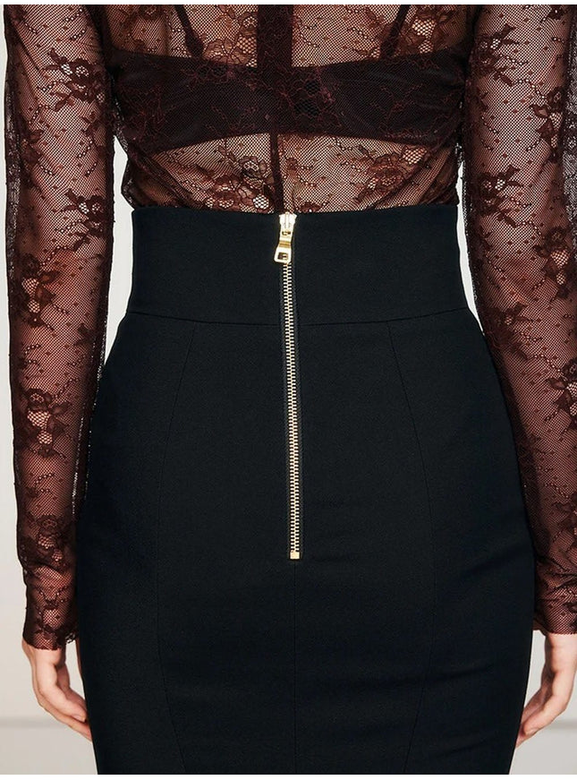 Kathleen Metal Buckle Bodycon Skirt - Fashion Pov