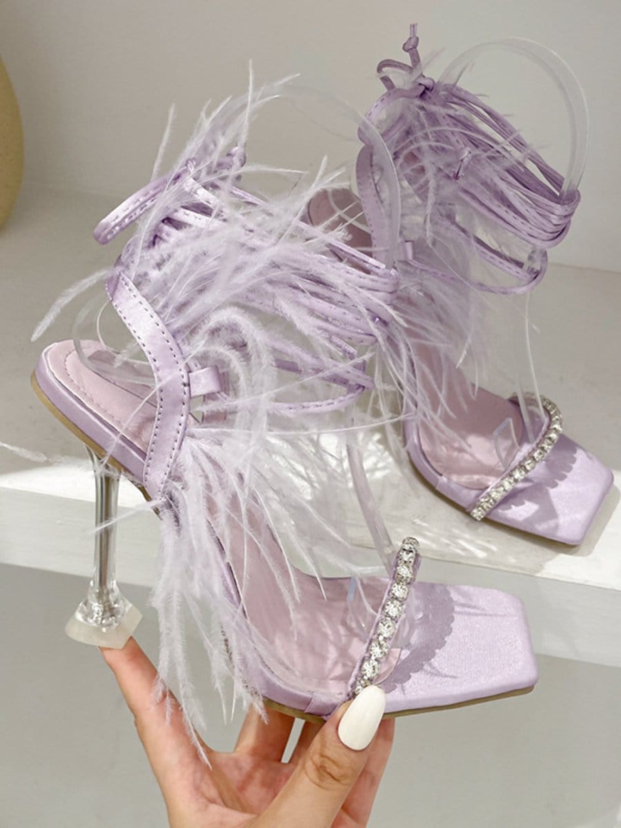 Kayla Rhinestone Feather Toe Heel - Fashion Pov