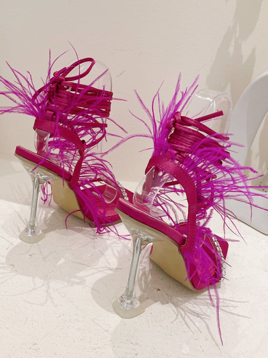 Kayla Rhinestone Feather Toe Heel - Fashion Pov