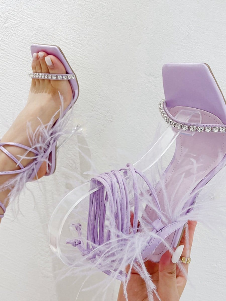 Kayla Rhinestone Feather Toe Heel - Fashion Pov