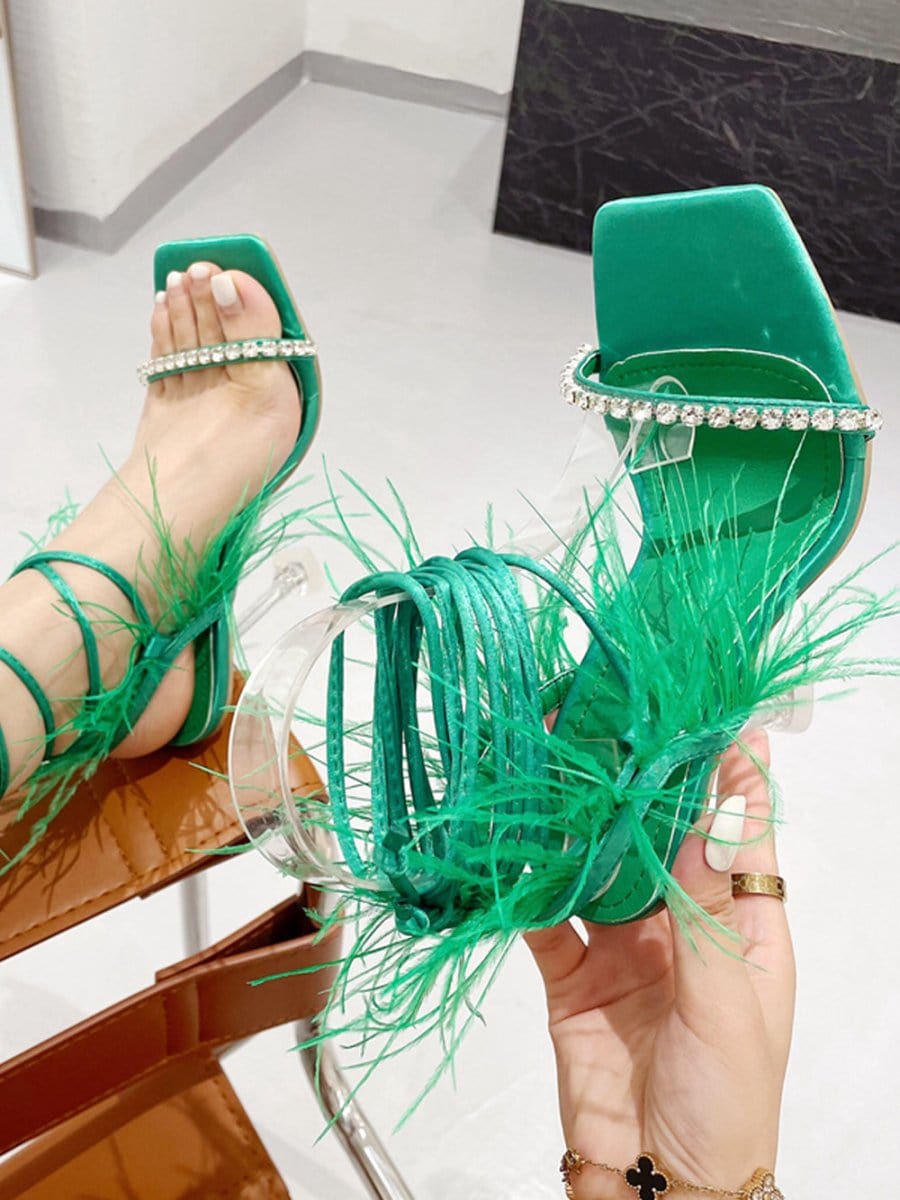 Kayla Rhinestone Feather Toe Heel - Fashion Pov