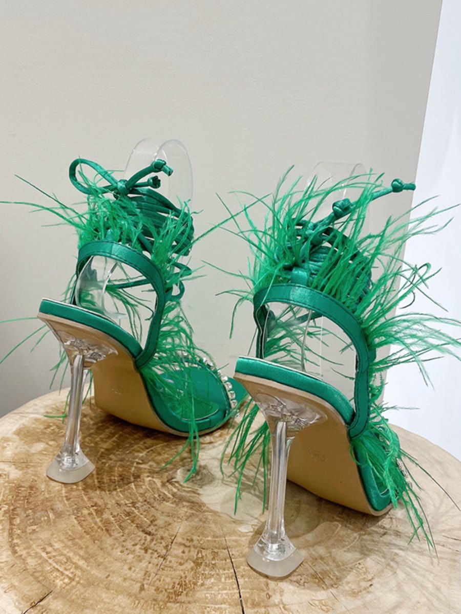 Kayla Rhinestone Feather Toe Heel - Fashion Pov