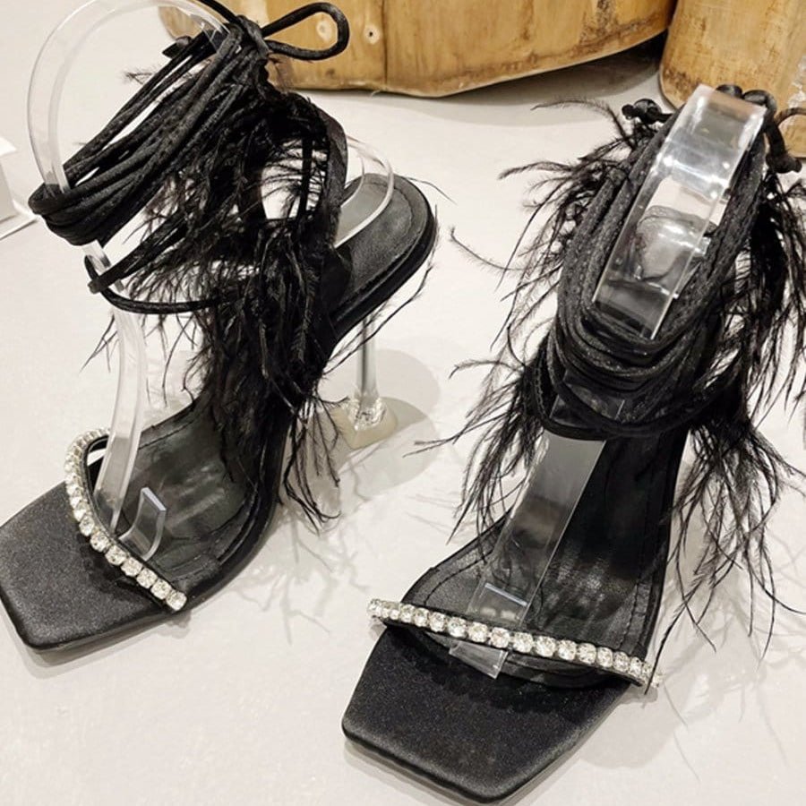 Kayla Rhinestone Feather Toe Heel - Fashion Pov