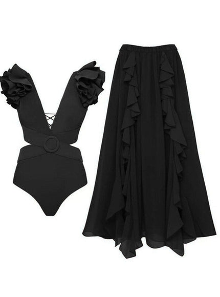 Keziah Ruffle Swimsuit & Skirt Set - Fashion Pov
