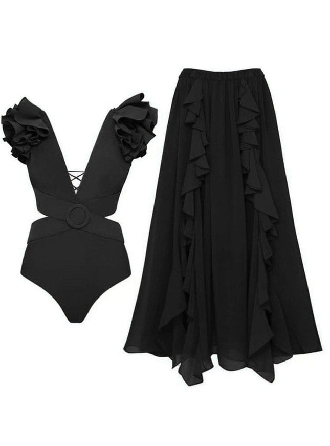 Keziah Ruffle Swimsuit & Skirt Set - Fashion Pov
