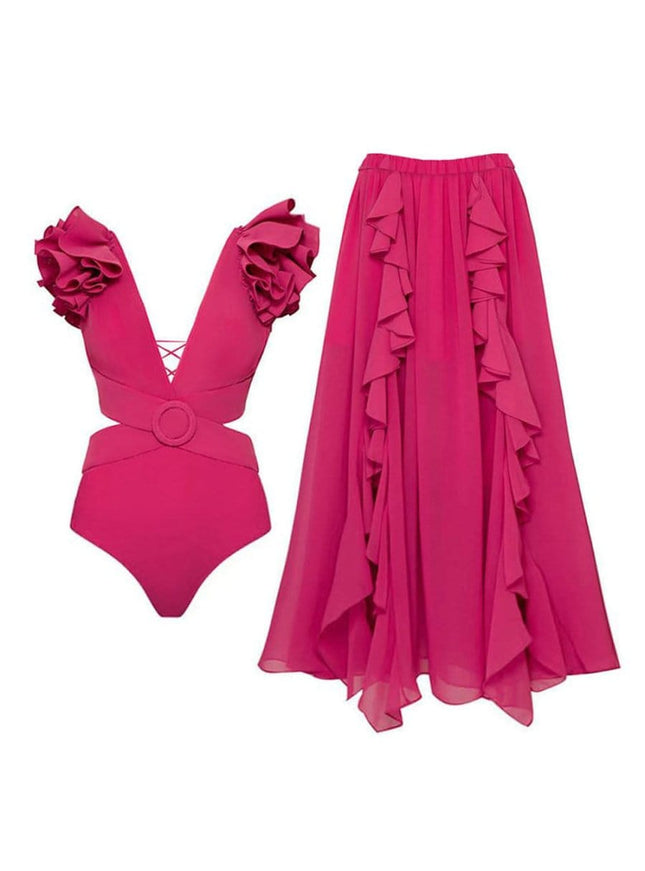 Keziah Ruffle Swimsuit & Skirt Set - Fashion Pov