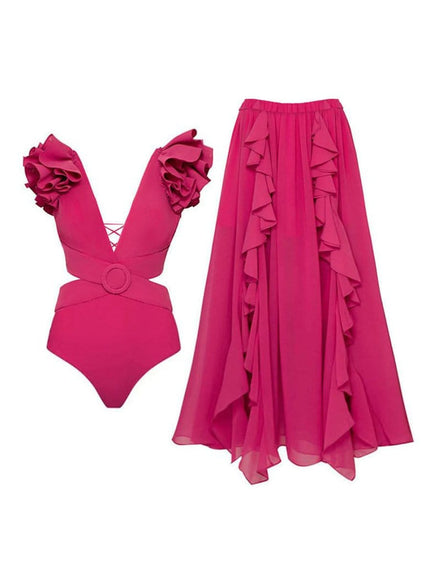 Keziah Ruffle Swimsuit & Skirt Set - Fashion Pov