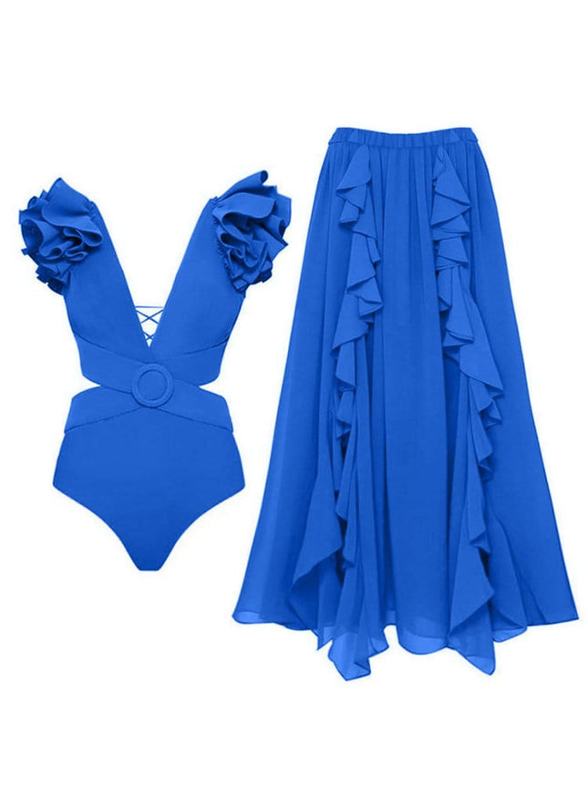 Keziah Ruffle Swimsuit & Skirt Set - Fashion Pov