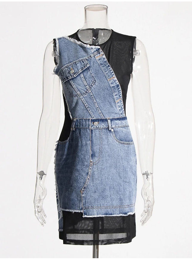 Landon Sleeveless Denim Dress - Fashion Pov