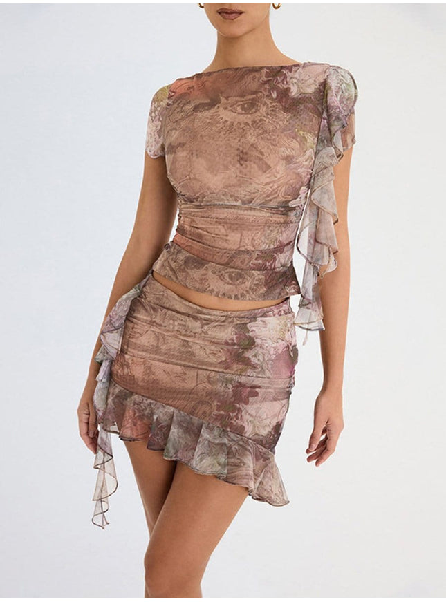 Leila Ruffle Top & Mini Skirt Set - Fashion Pov