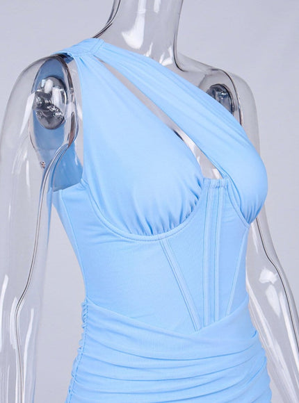 Louise One Shoulder Backless Midi Dress - Fashion Pov