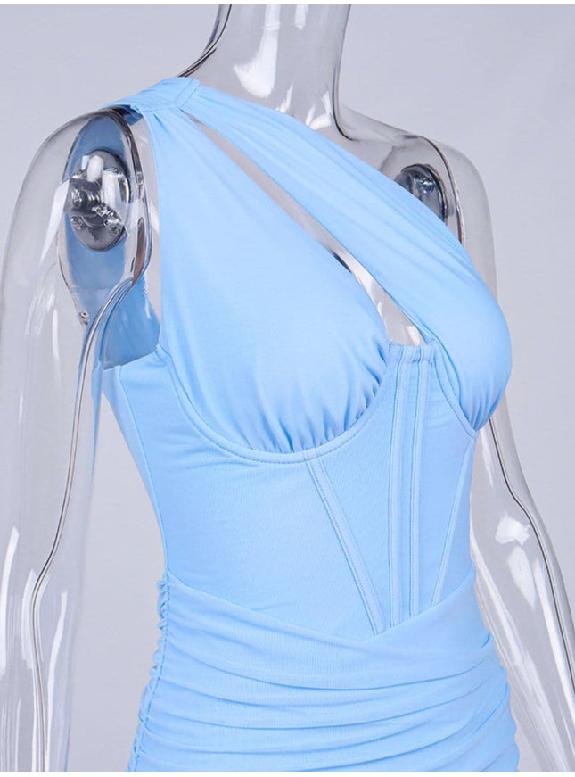 Louise One Shoulder Backless Midi Dress - Fashion Pov