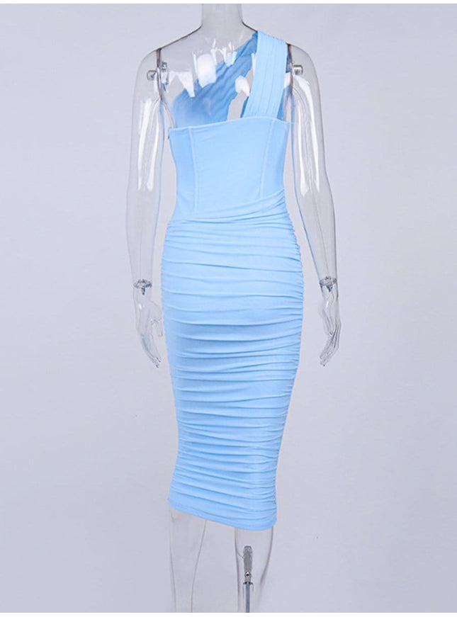 Louise One Shoulder Backless Midi Dress - Fashion Pov