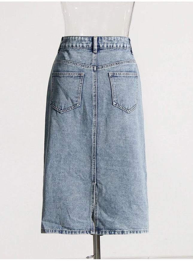Lydia Denim Hollow Out Skirt - Fashion Pov