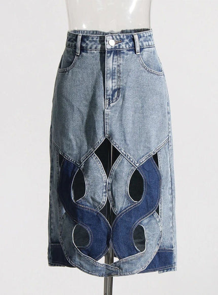 Lydia Denim Hollow Out Skirt - Fashion Pov