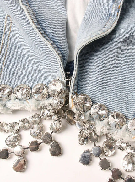 Lyric Diamond Denim Jacket - Fashion Pov