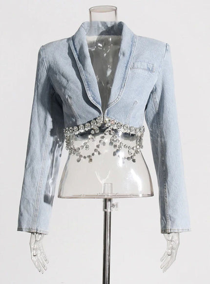 Lyric Diamond Denim Jacket - Fashion Pov