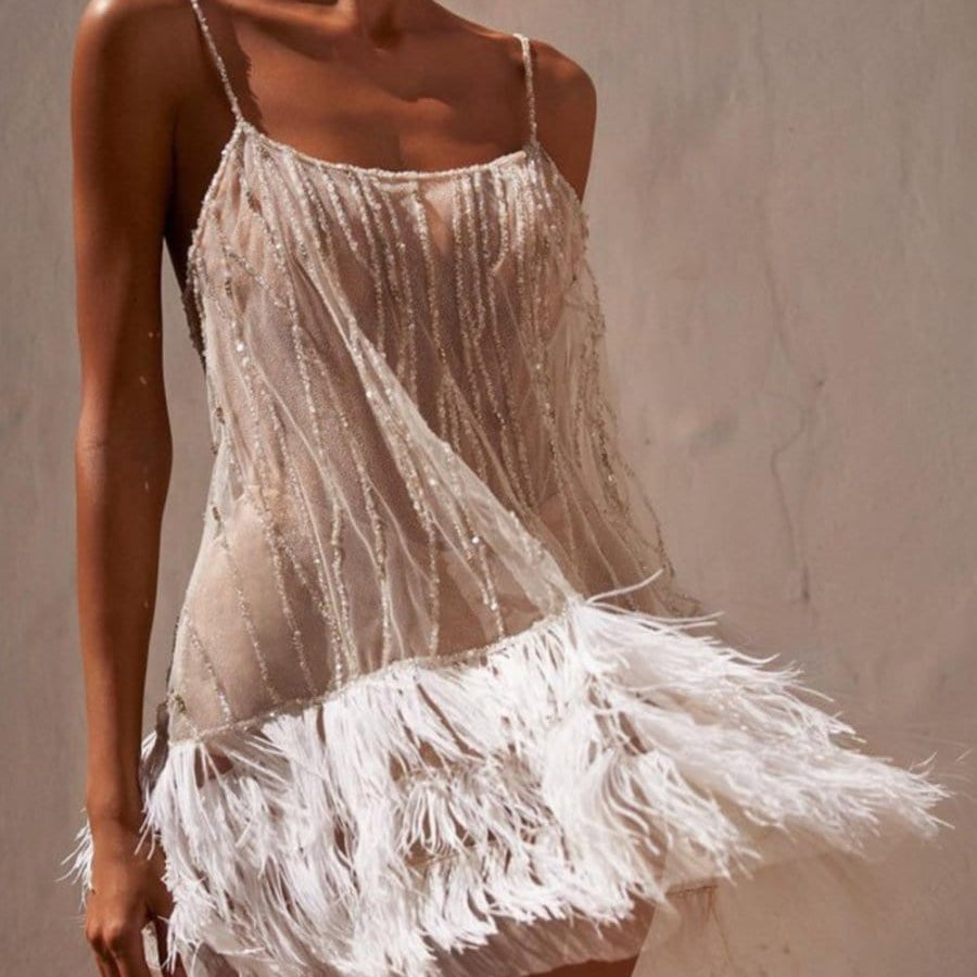 Marie Tassel Mesh Backless Mini Dress - Fashion Pov