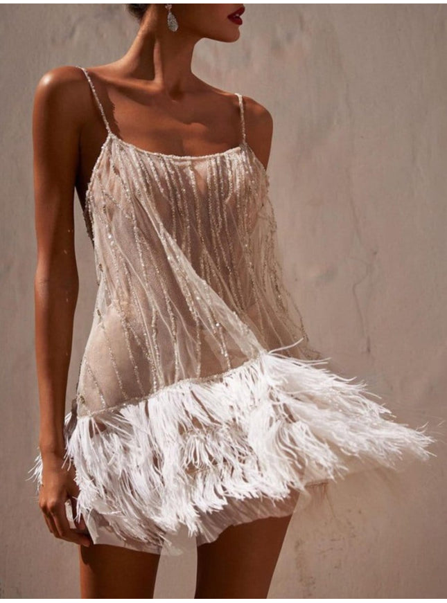 Marie Tassel Mesh Backless Mini Dress - Fashion Pov