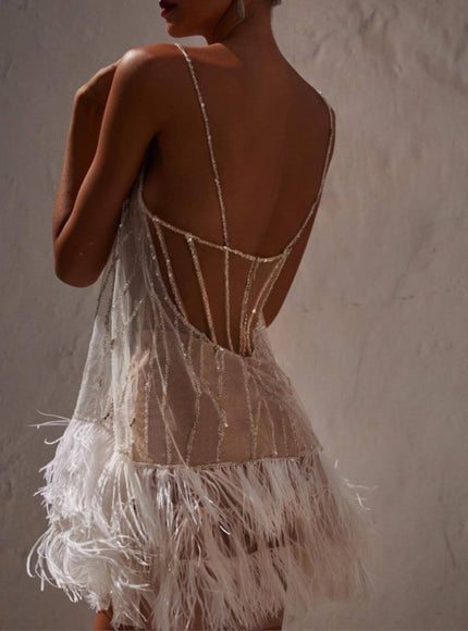 Marie Tassel Mesh Backless Mini Dress - Fashion Pov