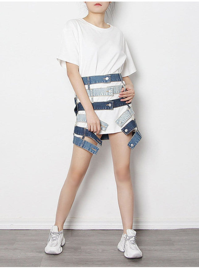 Miles Hollow Out Denim Skirt - Fashion Pov