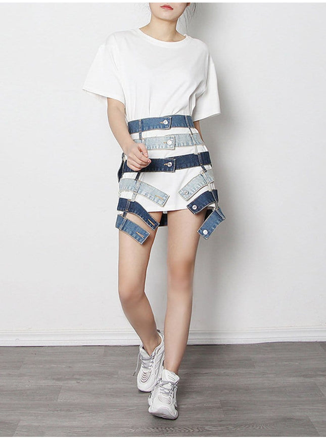 Miles Hollow Out Denim Skirt - Fashion Pov