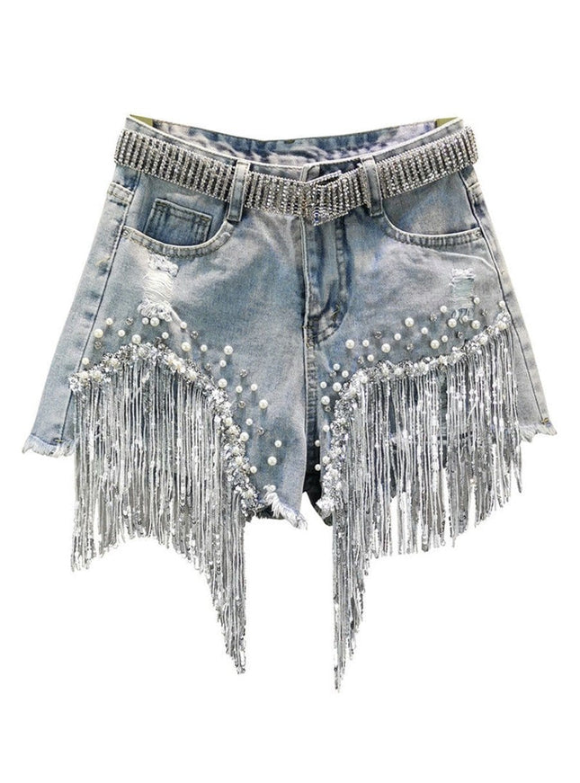 Mya Short Tassel Denim Jeans - Fashion Pov