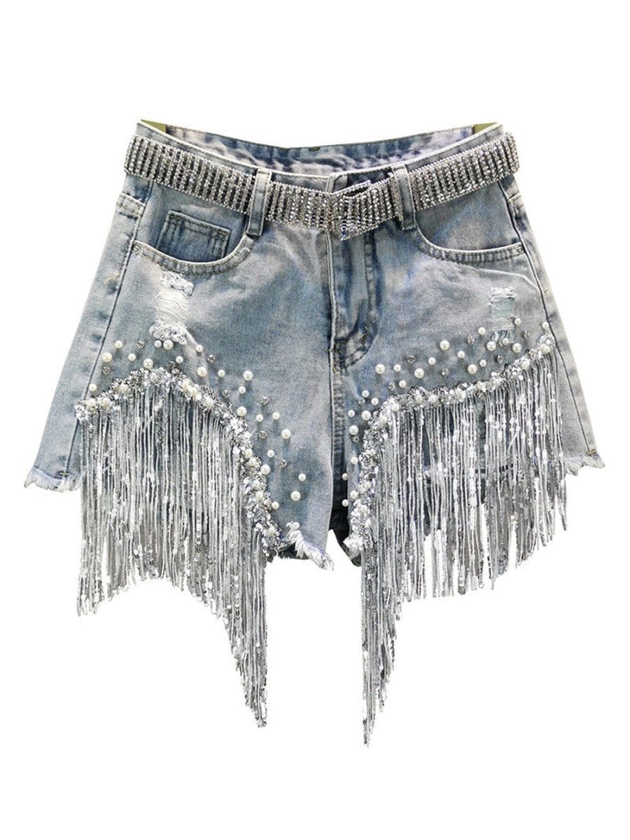 Mya Short Tassel Denim Jeans - Fashion Pov