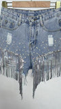Mya Short Tassel Denim Jeans - Fashion Pov