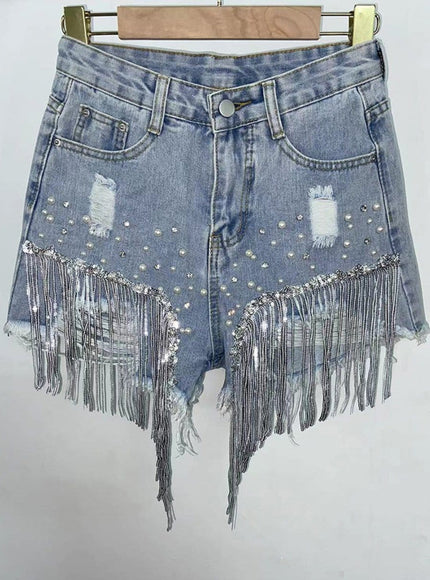 Mya Short Tassel Denim Jeans - Fashion Pov